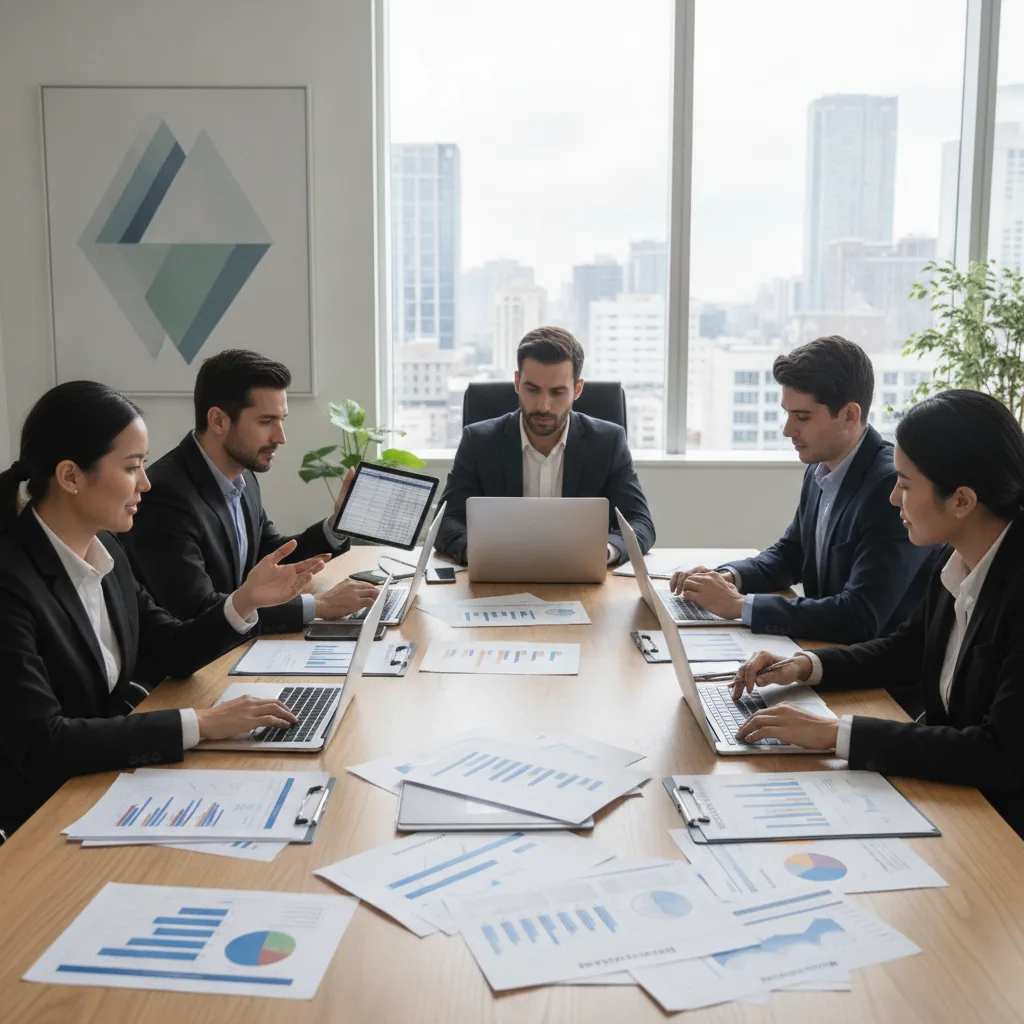 real photo of a modern finance team meeting